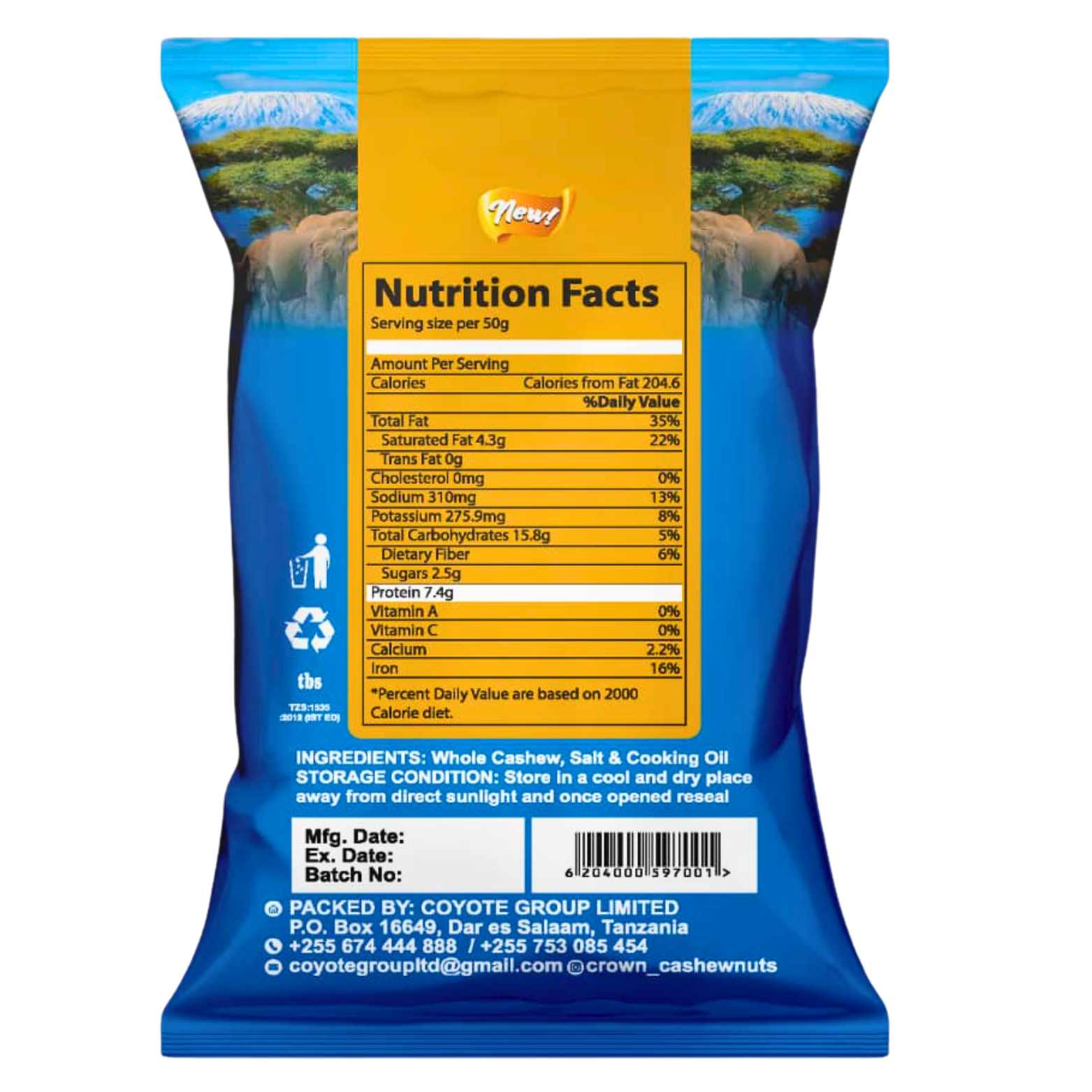 Crown Cashewnut Rear Package